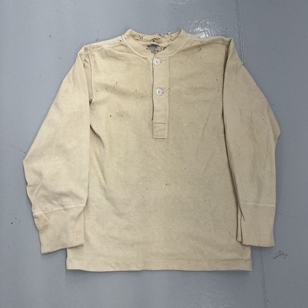 Vintage Beige Long Sleeve Henley Shirt